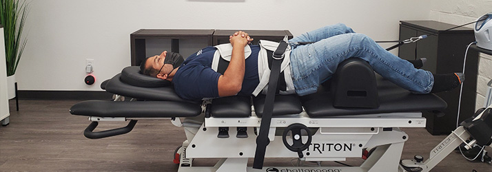 Chiropractic Riverside CA Patient on Traction Table